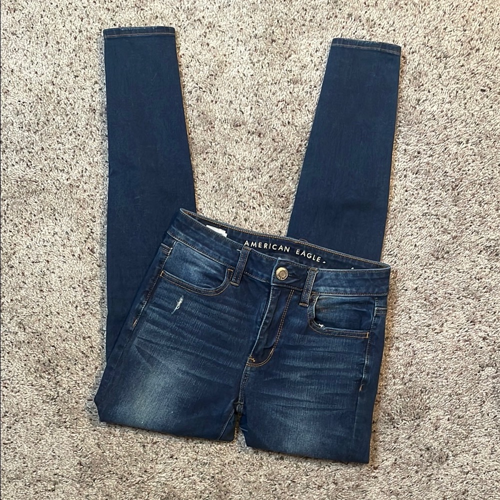 American Eagle 360 Next Level Stretch High Rise Ripped Jegging Size 2